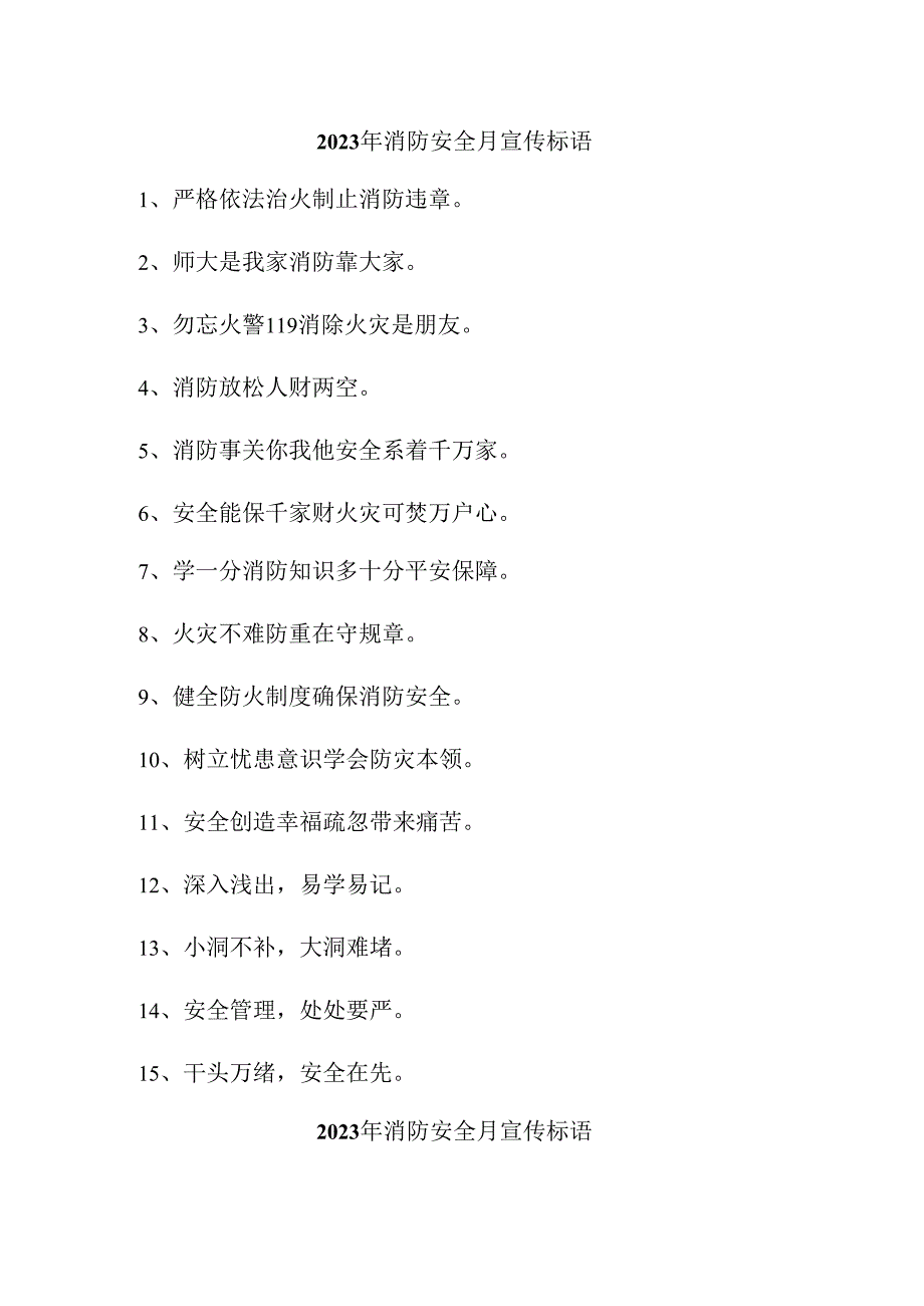 2023年商场消防安全月宣传标语汇编3份.docx_第1页