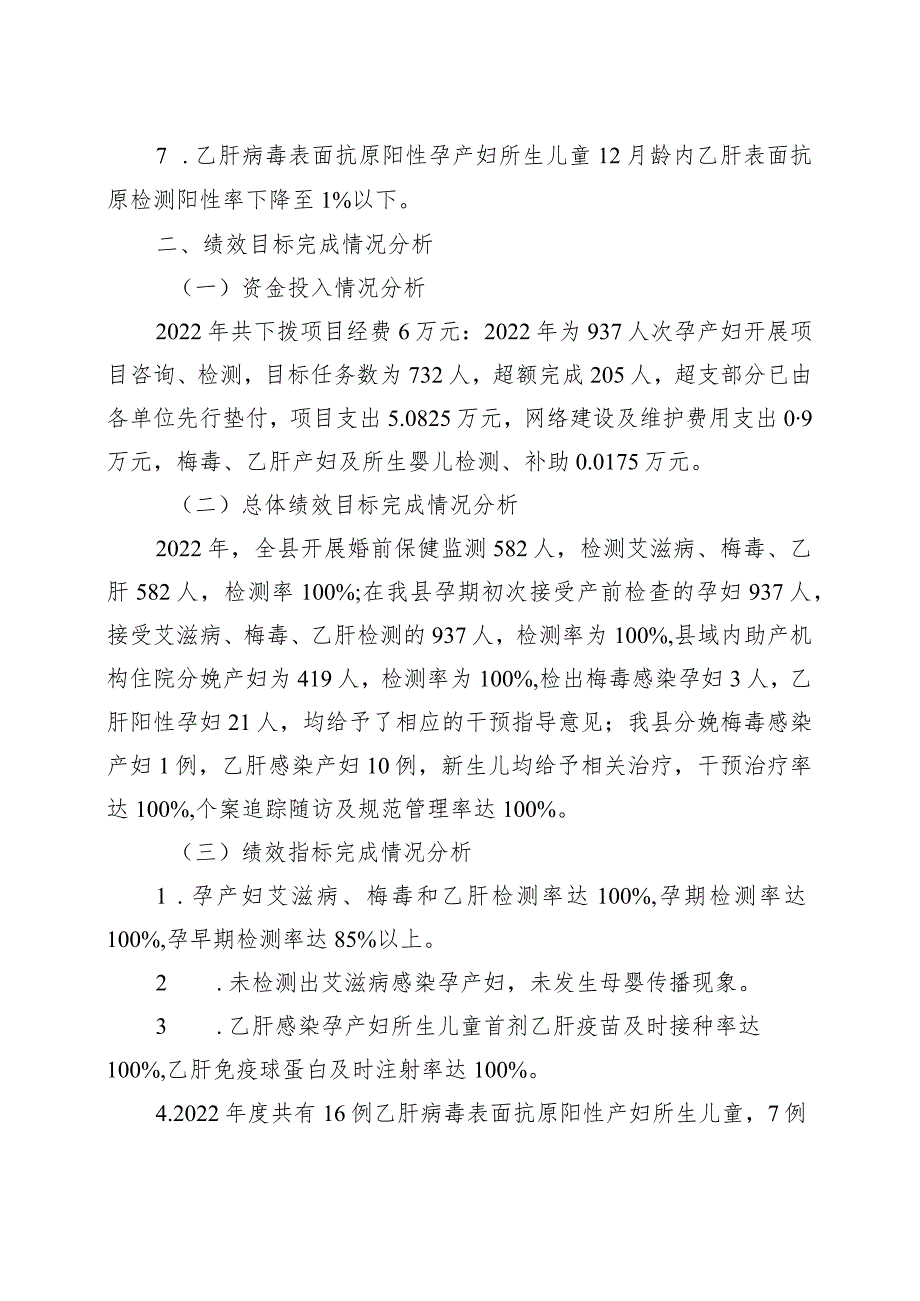 甘肃省临泽县中央转移支付预防艾滋病、梅毒和乙肝母婴传播项目2022年度绩效评价报告.docx_第2页