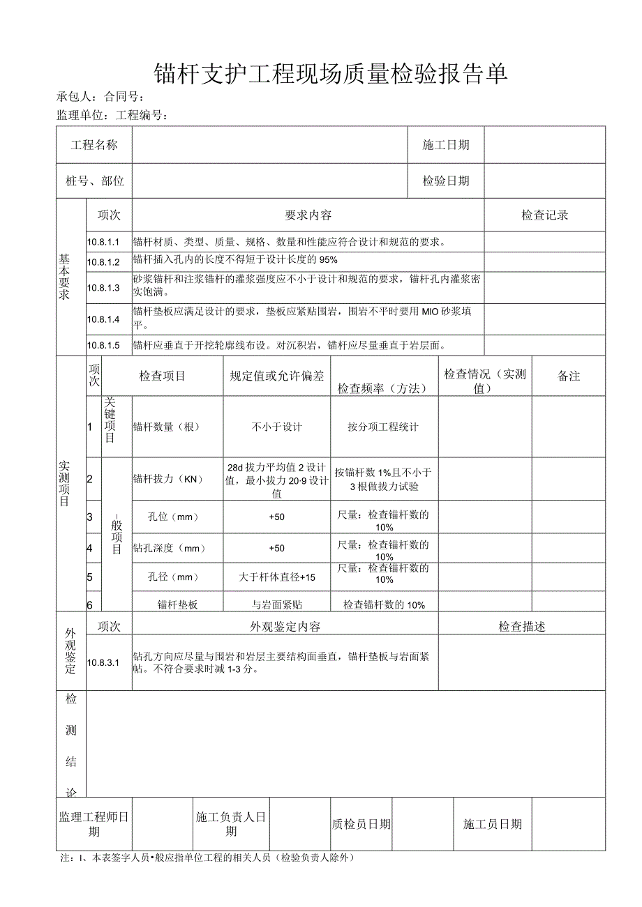 锚杆支护工程 现场质量检验报告单.docx_第1页