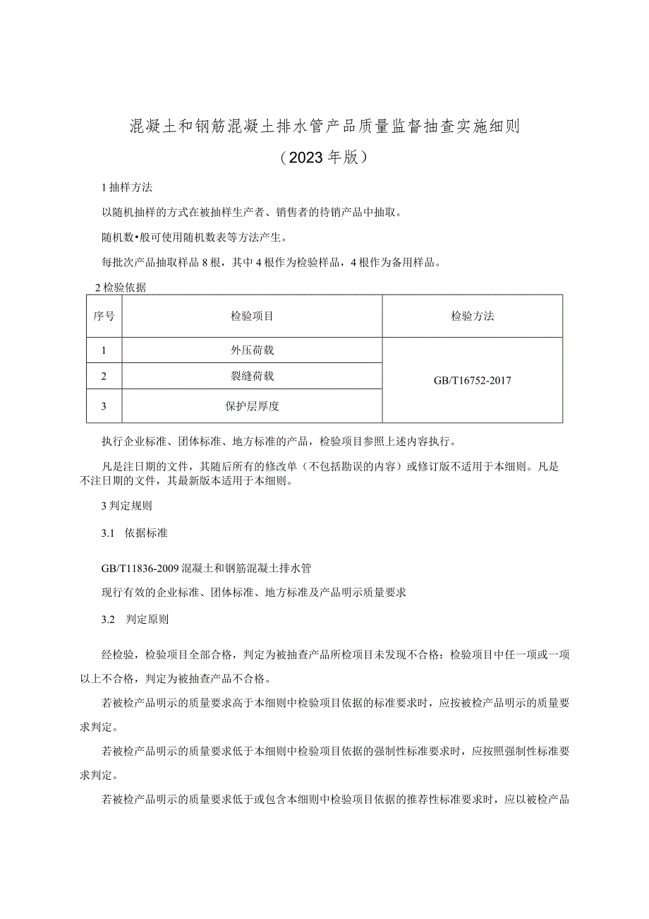 混凝土和钢筋混凝土排水管产品质量监督抽查实施细则（2023年版）.docx_第1页