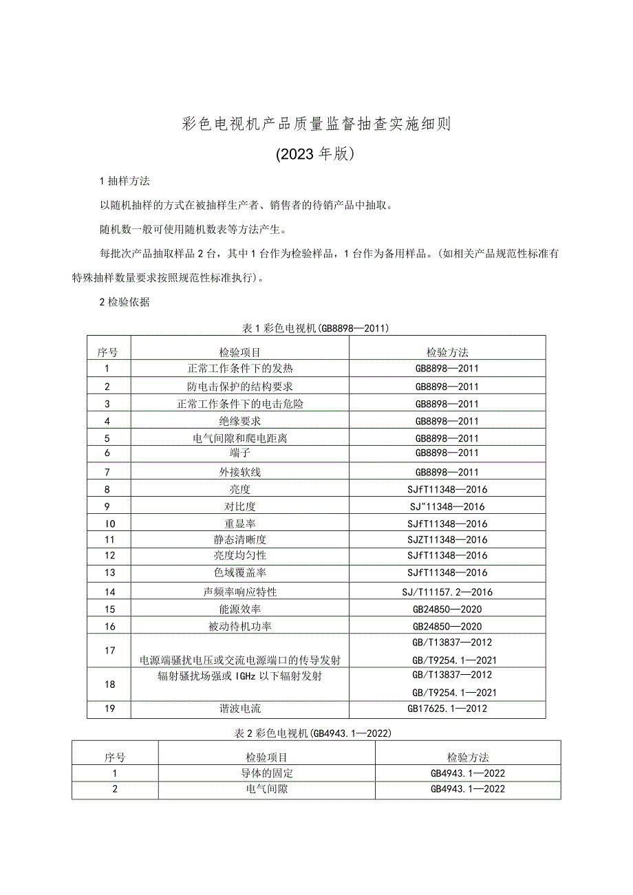 彩色电视机产品质量监督抽查实施细则（2023年版）.docx_第1页