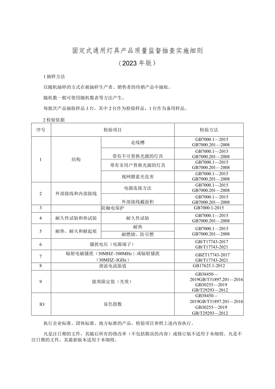 固定式通用灯具产品质量监督抽查实施细则（2023年版）.docx_第1页