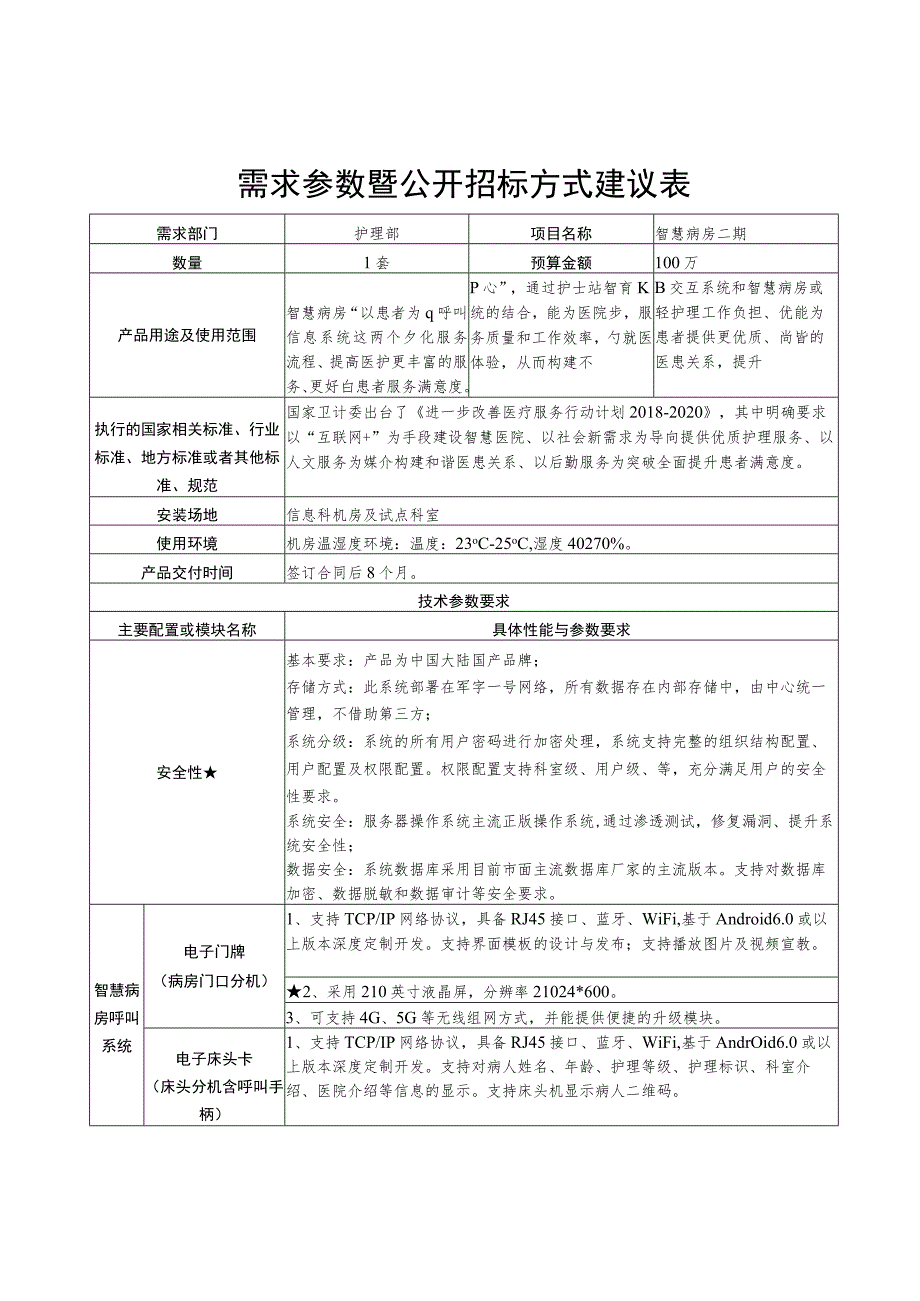 需求参数暨公开招标方式建议表.docx_第1页