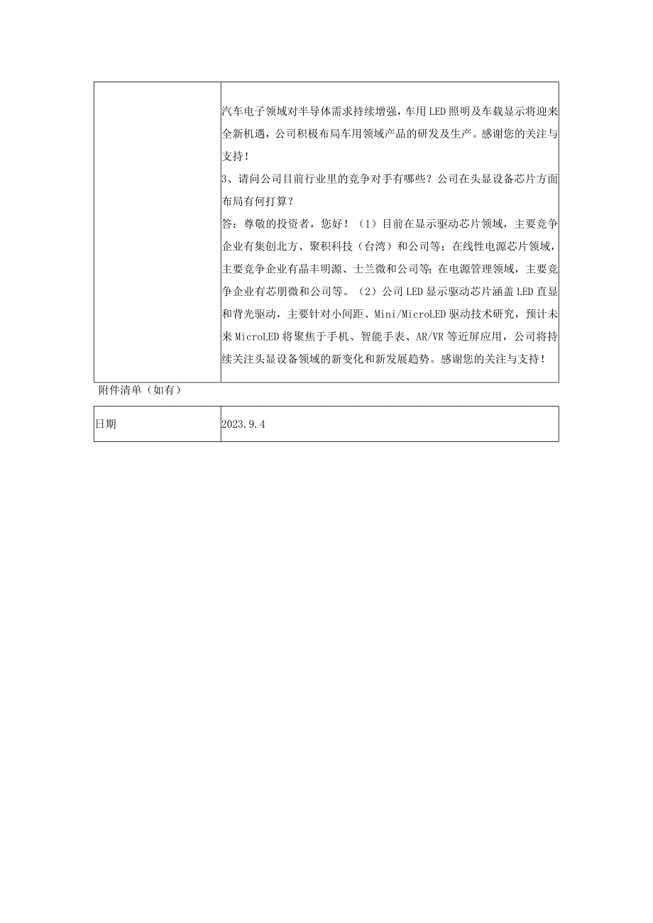 证券代码688699证券简称明微电子深圳市明微电子股份有限公司投资者关系活动记录表.docx_第2页