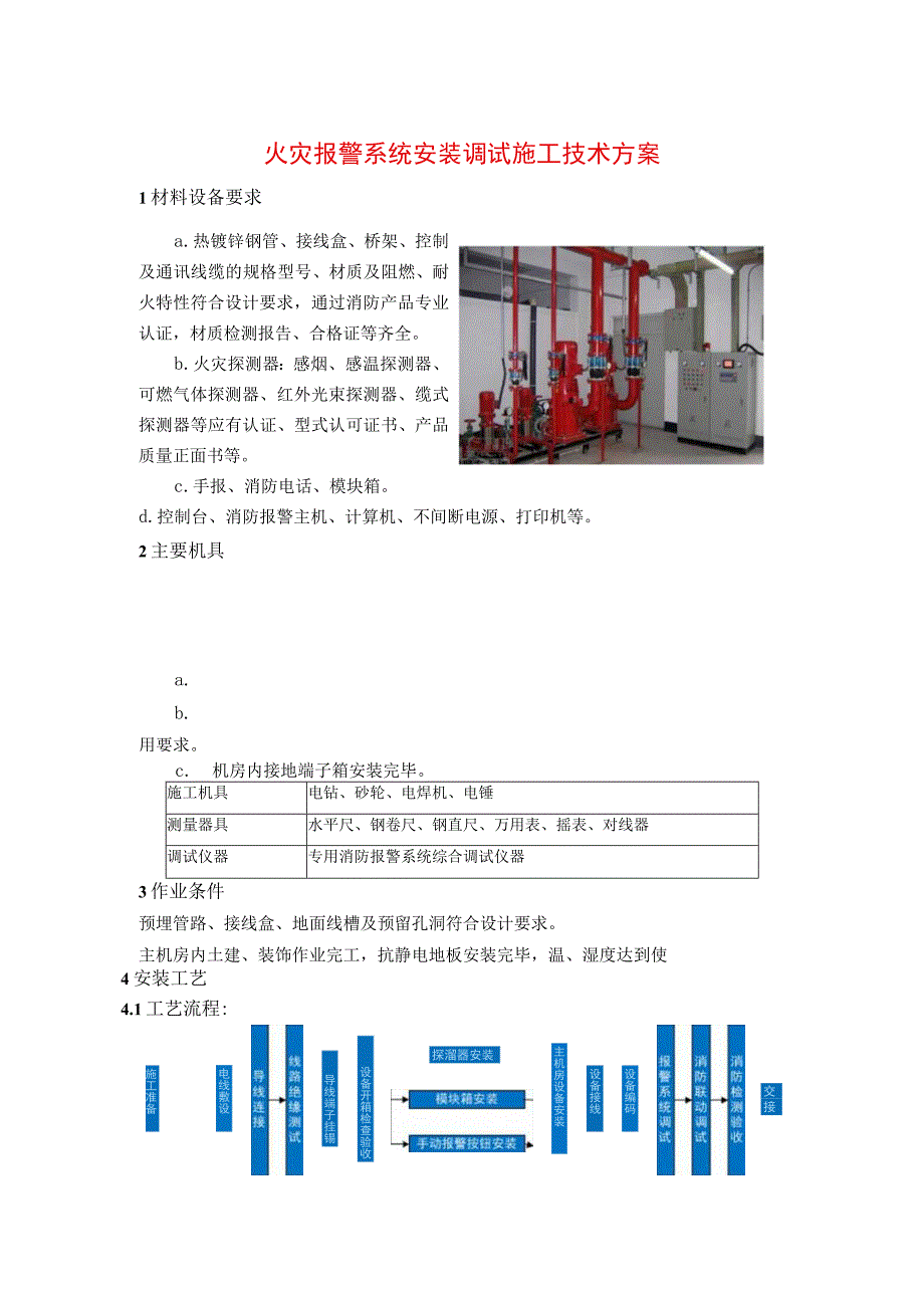 火灾报警系统安装调试施工技术方案.docx_第1页