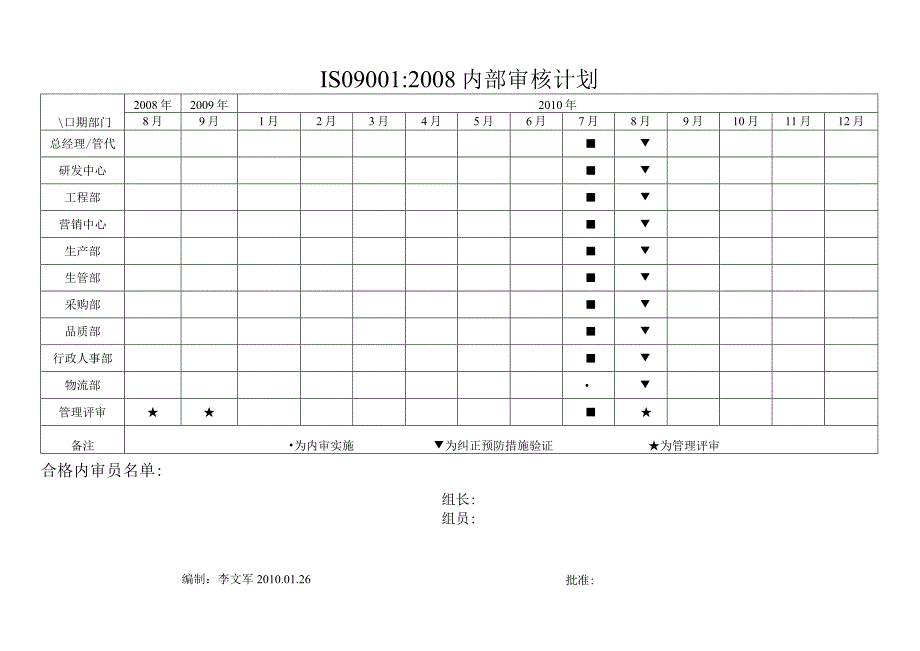 年度内部审核计划.docx_第1页