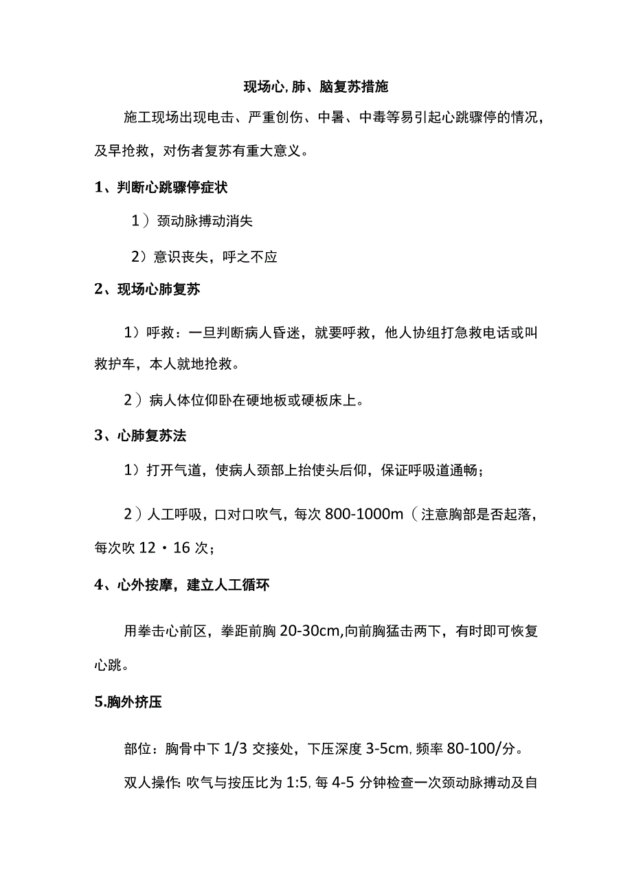 现场心、肺、脑复苏措施.docx_第1页