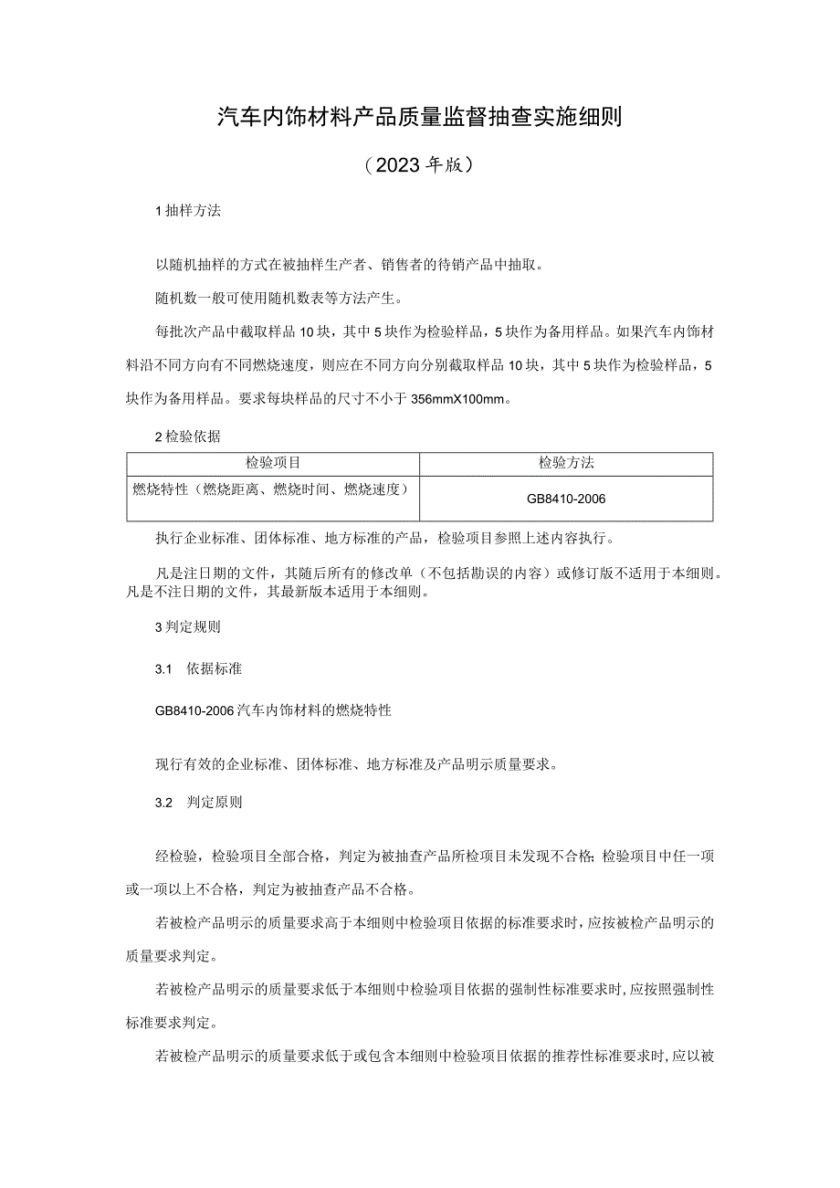 汽车内饰材料产品质量国家监督抽查实施细则(2023版）.docx_第1页