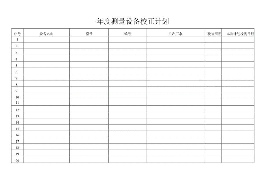 年度测量设备校正计划.docx_第1页