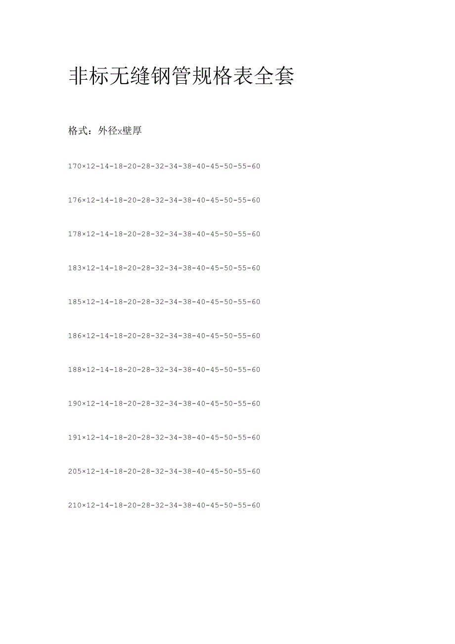 非标无缝钢管规格表全套.docx_第1页