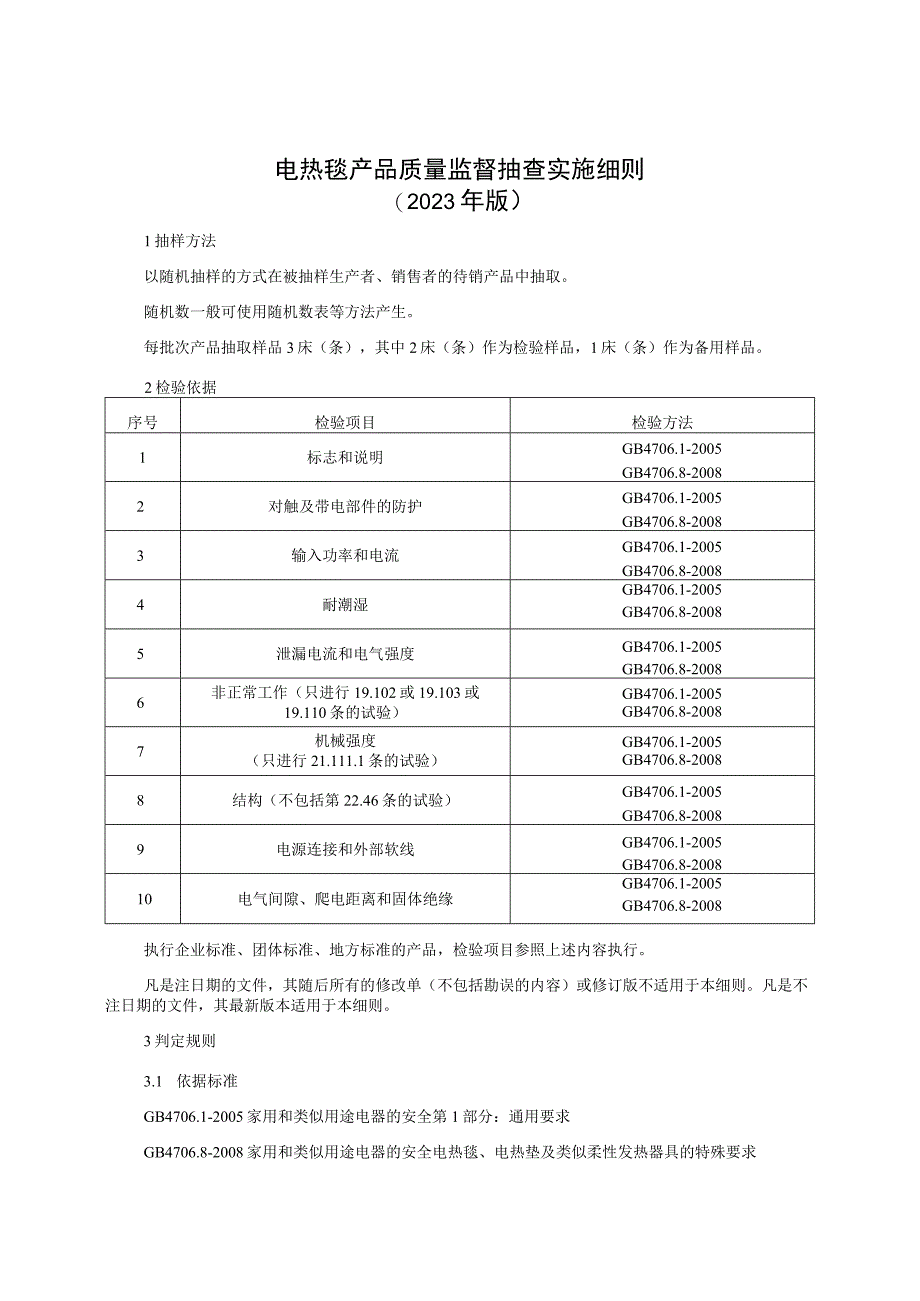 电热毯产品质量监督抽查实施细则（2023年版）.docx_第1页