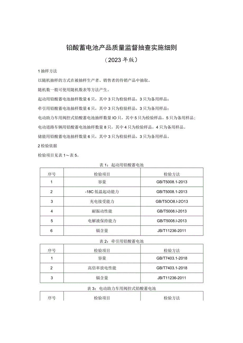 铅酸蓄电池产品质量监督抽查实施细则（2023年版）.docx_第1页