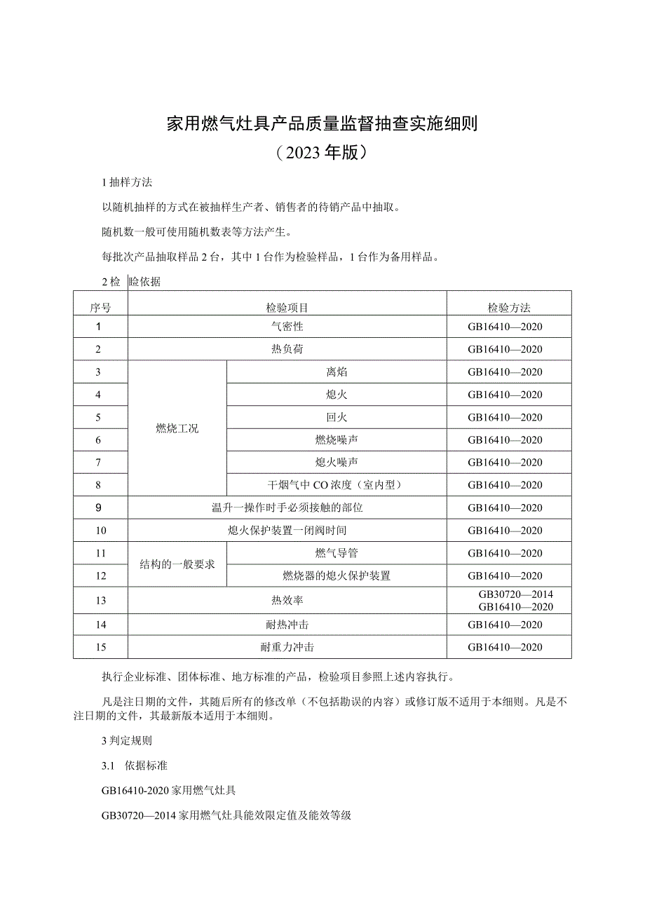 家用燃气灶具产品质量监督抽查实施细则（2023年版）.docx_第1页