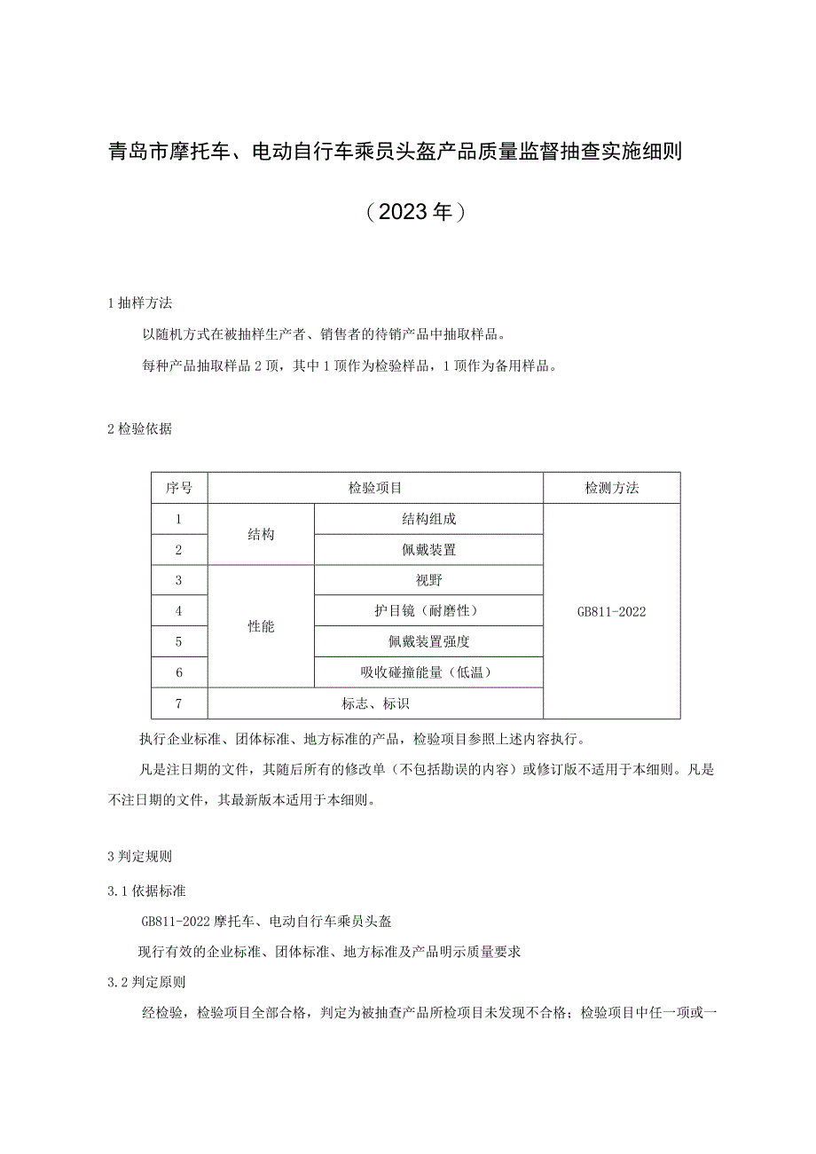 青岛市摩托车、电动自行车乘员头盔产品质量监督抽查实施细则2023年.docx_第1页