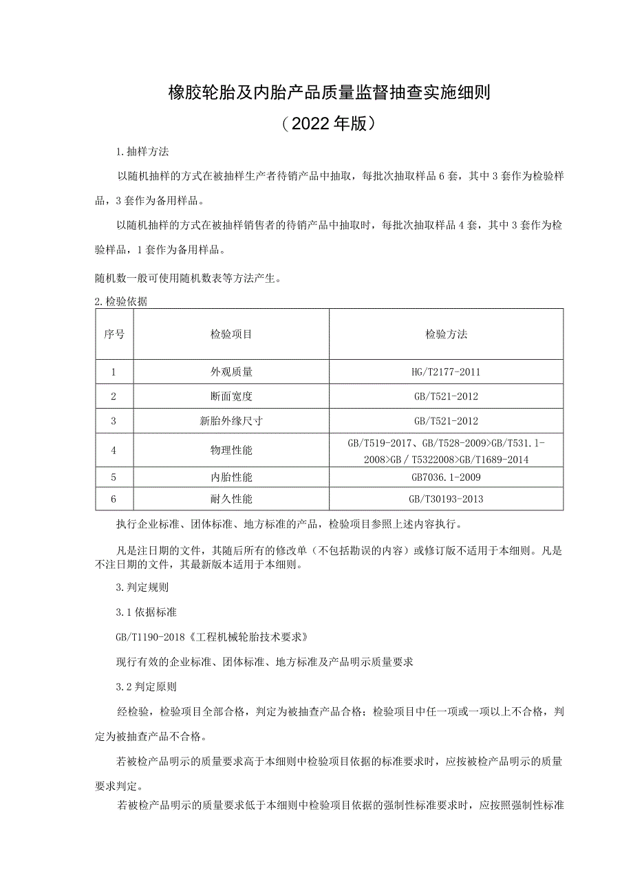 橡胶轮胎及内胎产品质量监督抽查实施细则（2022年版）.docx_第1页