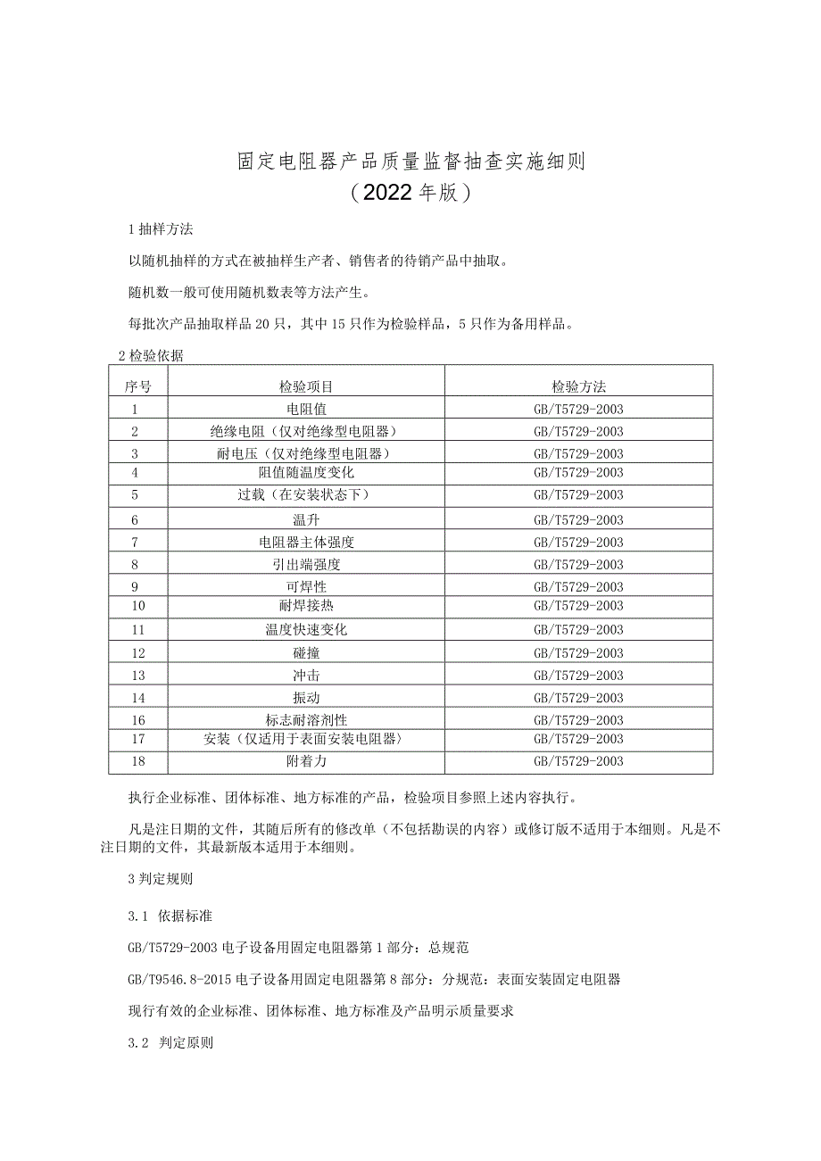 固定电阻器产品质量监督抽查实施细则 （2022年版）.docx_第1页