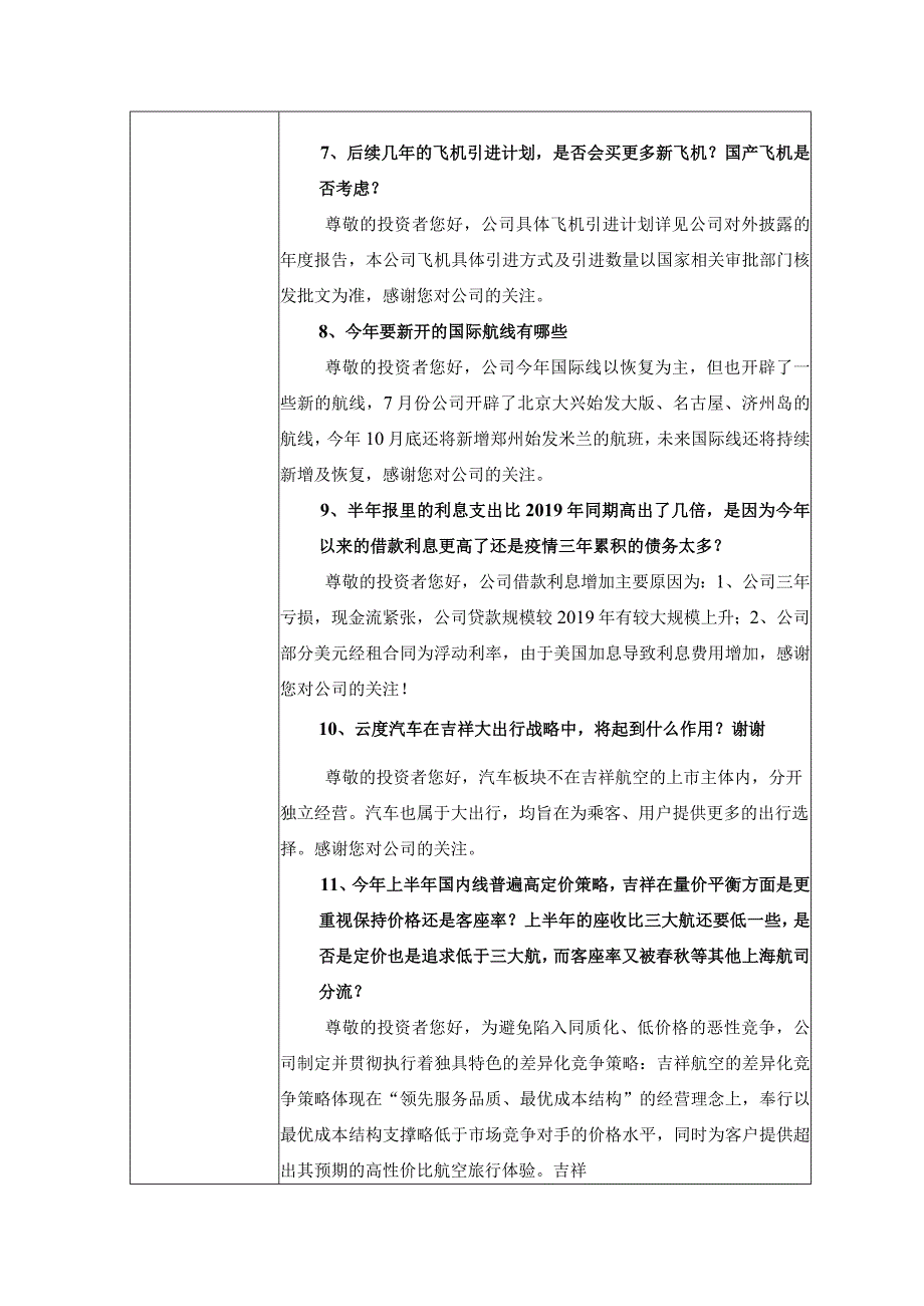 证券代码603885证券简称吉祥航空上海吉祥航空股份有限公司投资者关系活动记录表.docx_第3页