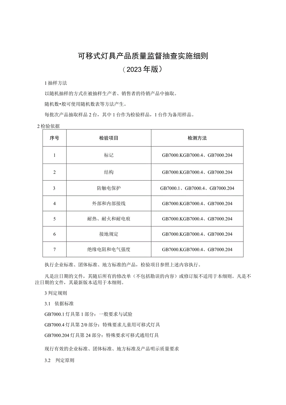 可移式灯具产品质量监督抽查实施细则（2023年版）.docx_第1页