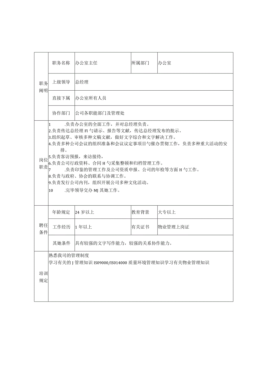 物业公司各岗位任职要求及岗位基本职责.docx_第1页