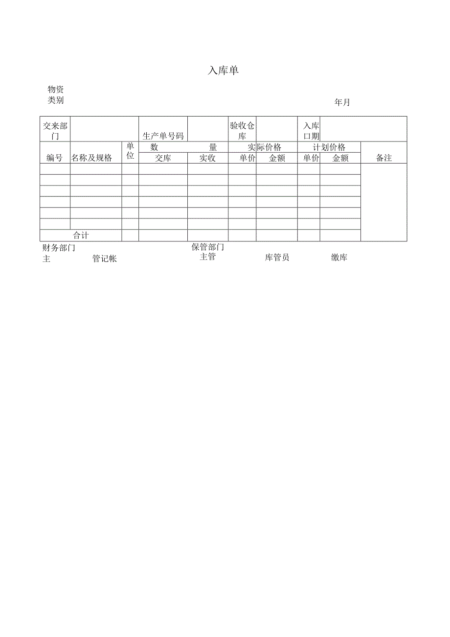 公司入库单模板.docx_第1页