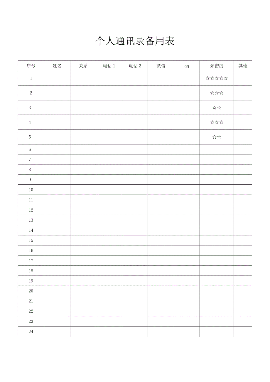 个人通讯录备用表.docx_第1页