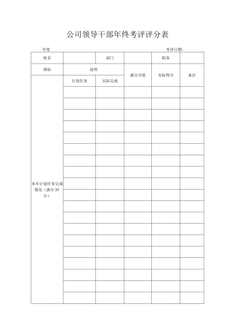 公司领导干部年终考评评分表.docx_第1页