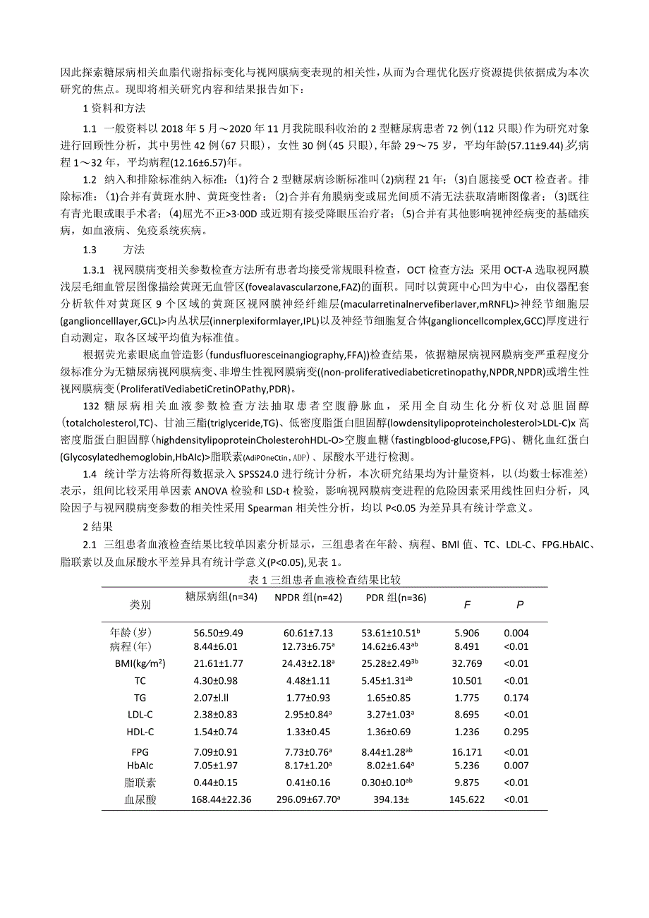 糖尿病视网膜病变进程特点及影响因素分析.docx_第2页