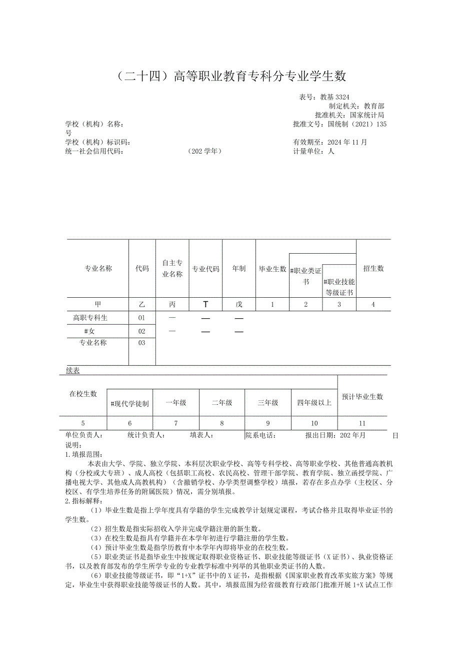 教基3324高等职业教育专科分专业学生数.docx_第1页