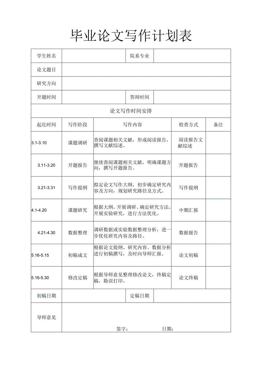 毕业论文写作进度计划表.docx_第1页