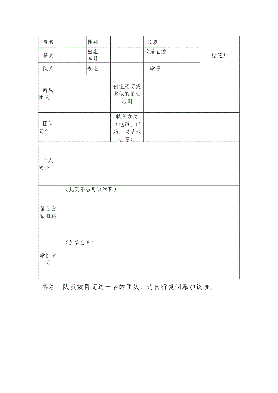 重庆大学第四届“新尚杯”学生创新创业大赛决赛报名登记表团队负责人.docx_第2页