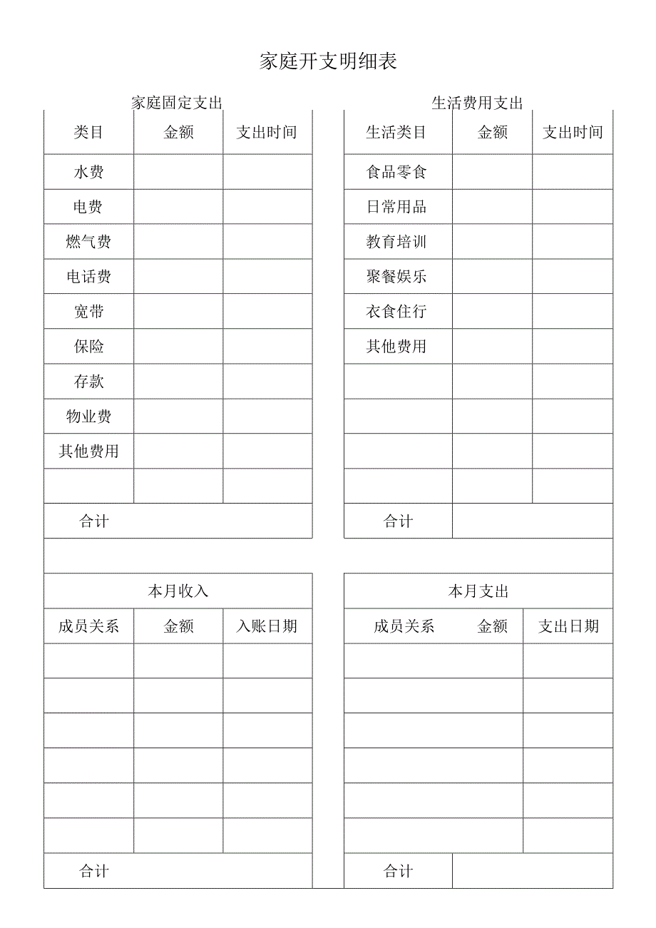 家庭开支明细表.docx_第1页