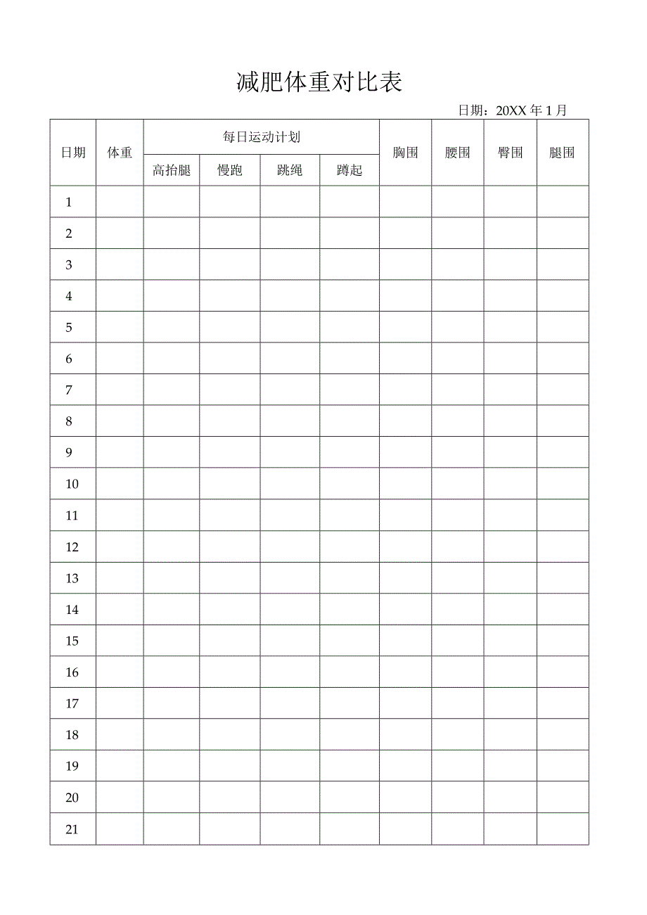 减肥体重对比表.docx_第1页