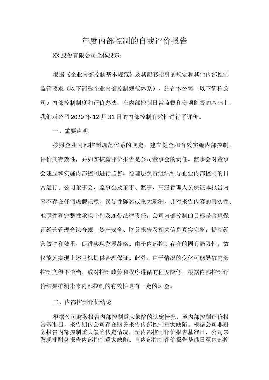 年度内部控制的自我评价报告.docx_第1页