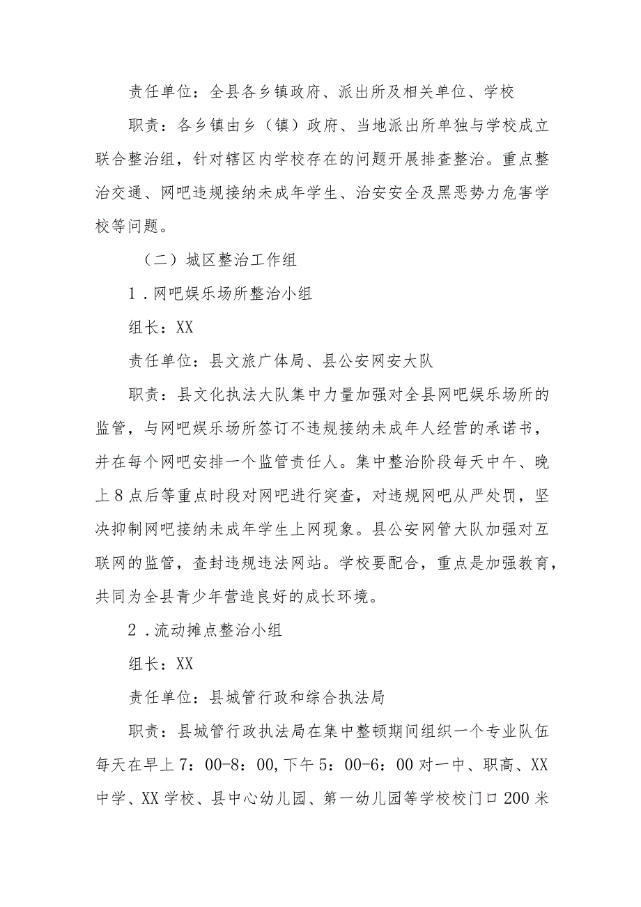 XX县2023年校园及周边环境问题专项整治工作方案.docx_第2页