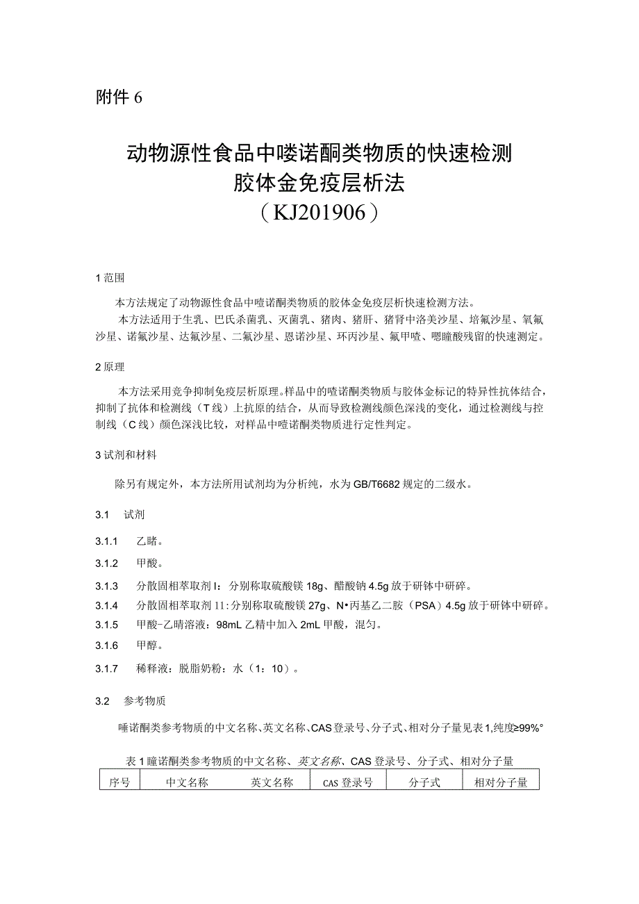 KJ 201906动物源性食品中喹诺酮类物质的快速检测 胶体金免疫层析法.docx_第1页