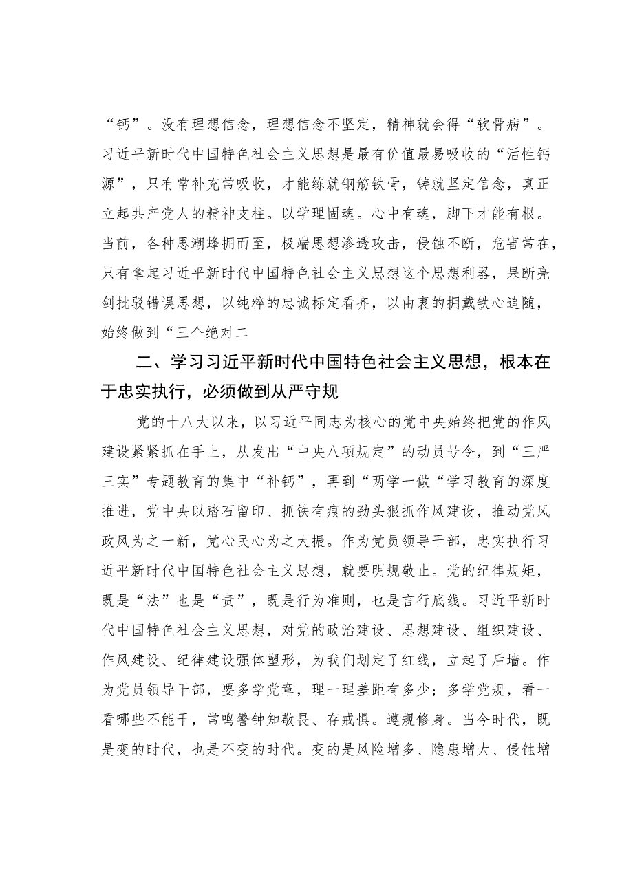 主题教育读书班研讨发言：始终做新时代中国特色社会主义思想的坚定信仰者、忠实执行者、模范践行者.docx_第2页