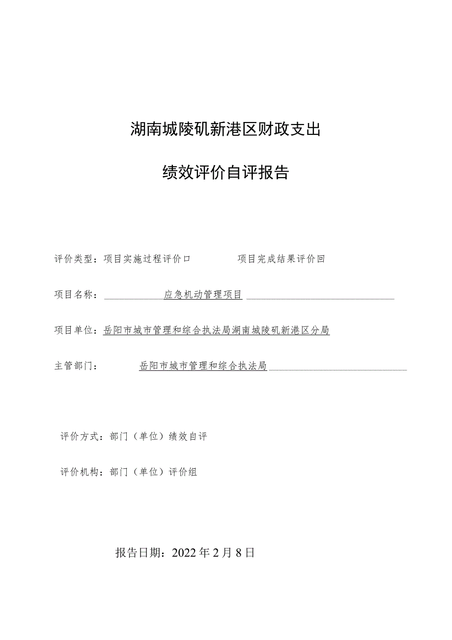 湖南城陵矶新港区财政支出绩效评价自评报告.docx_第1页