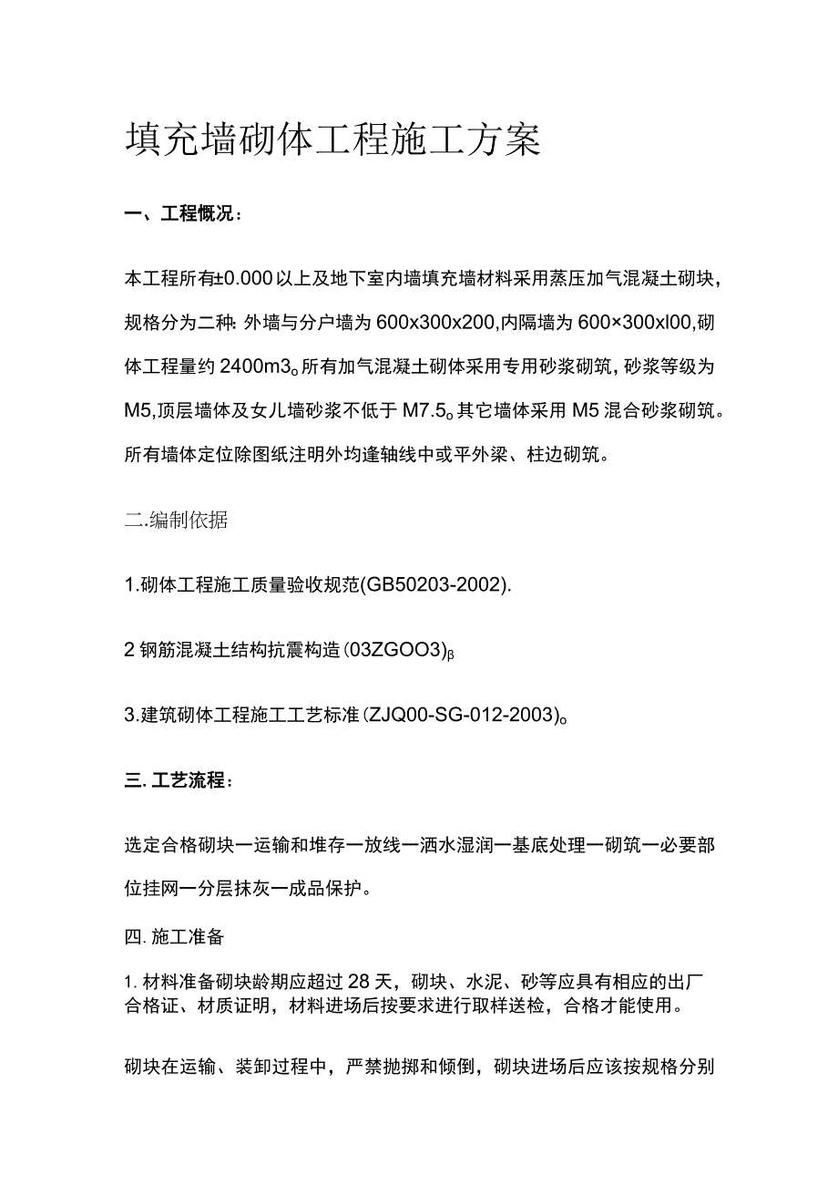 填充墙砌体工程施工方案.docx_第1页