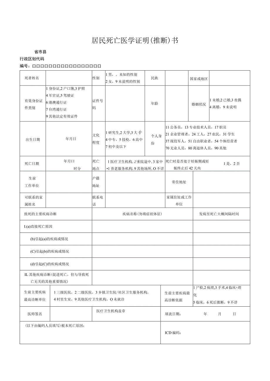 居民死亡医学证明（推断）书.docx_第1页