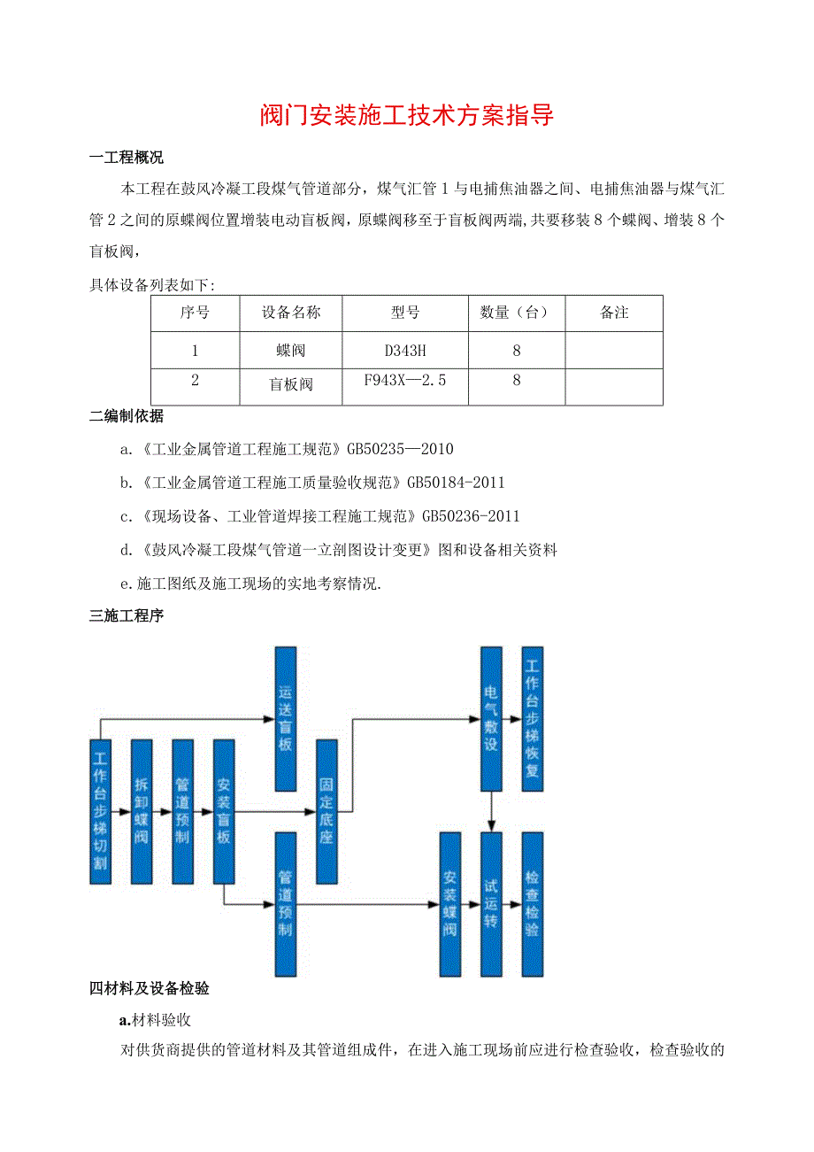 阀门安装施工技术方案指导.docx_第1页