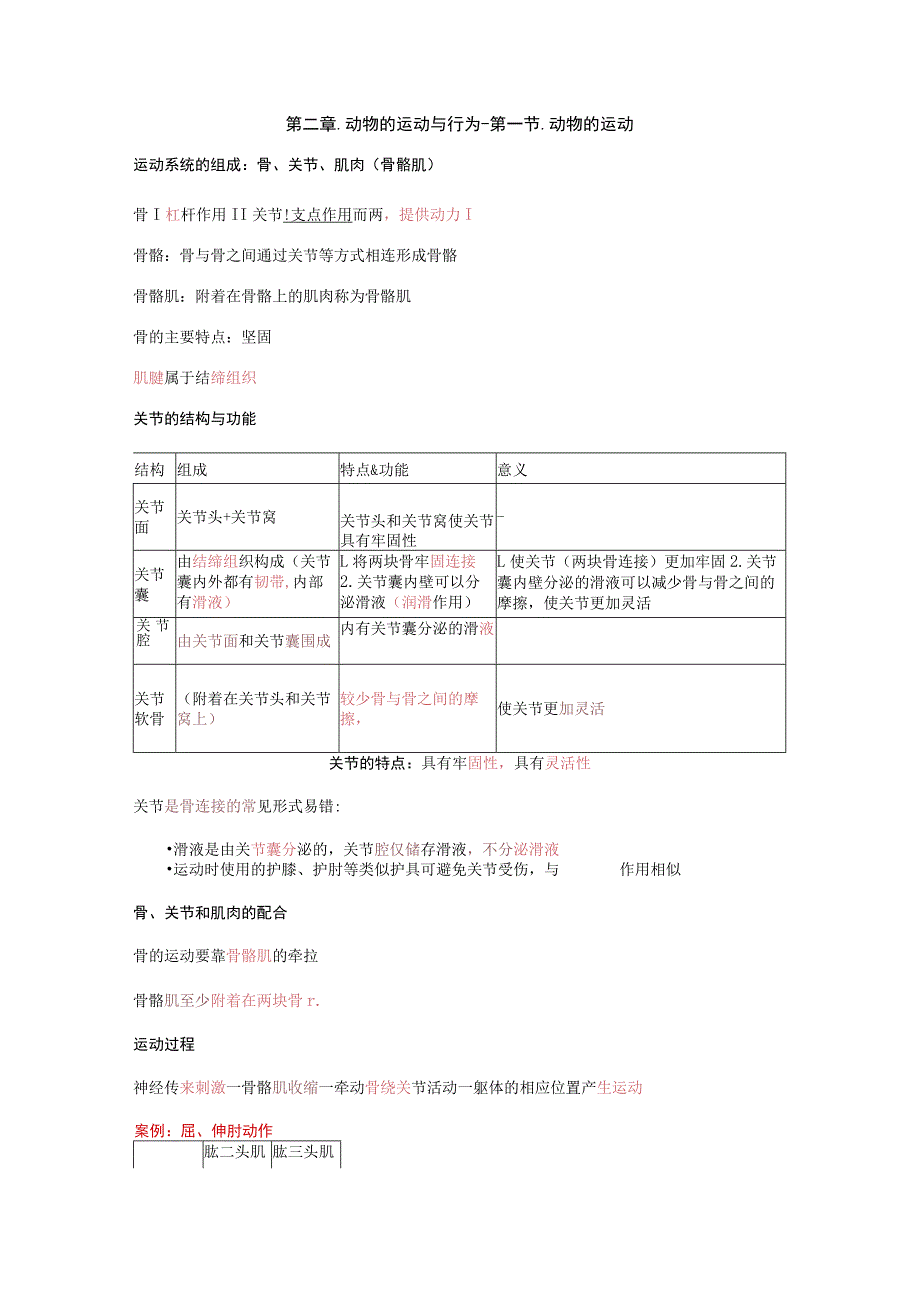 第二章-动物的运动与行为-第一节-动物的运动.docx_第1页