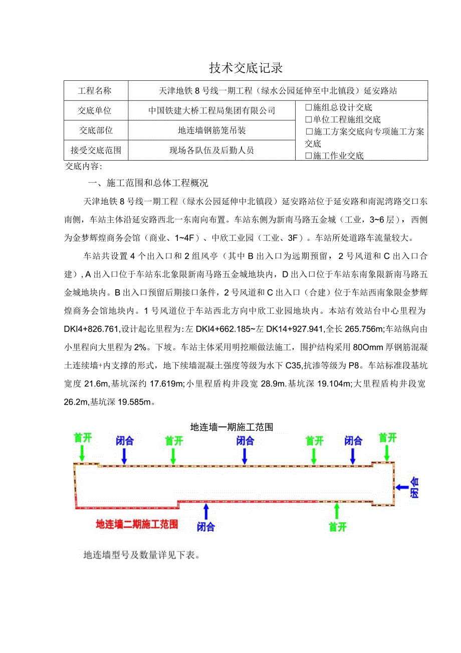 二级延安路地连墙钢筋笼吊装技术（安全技术）交底.docx_第1页