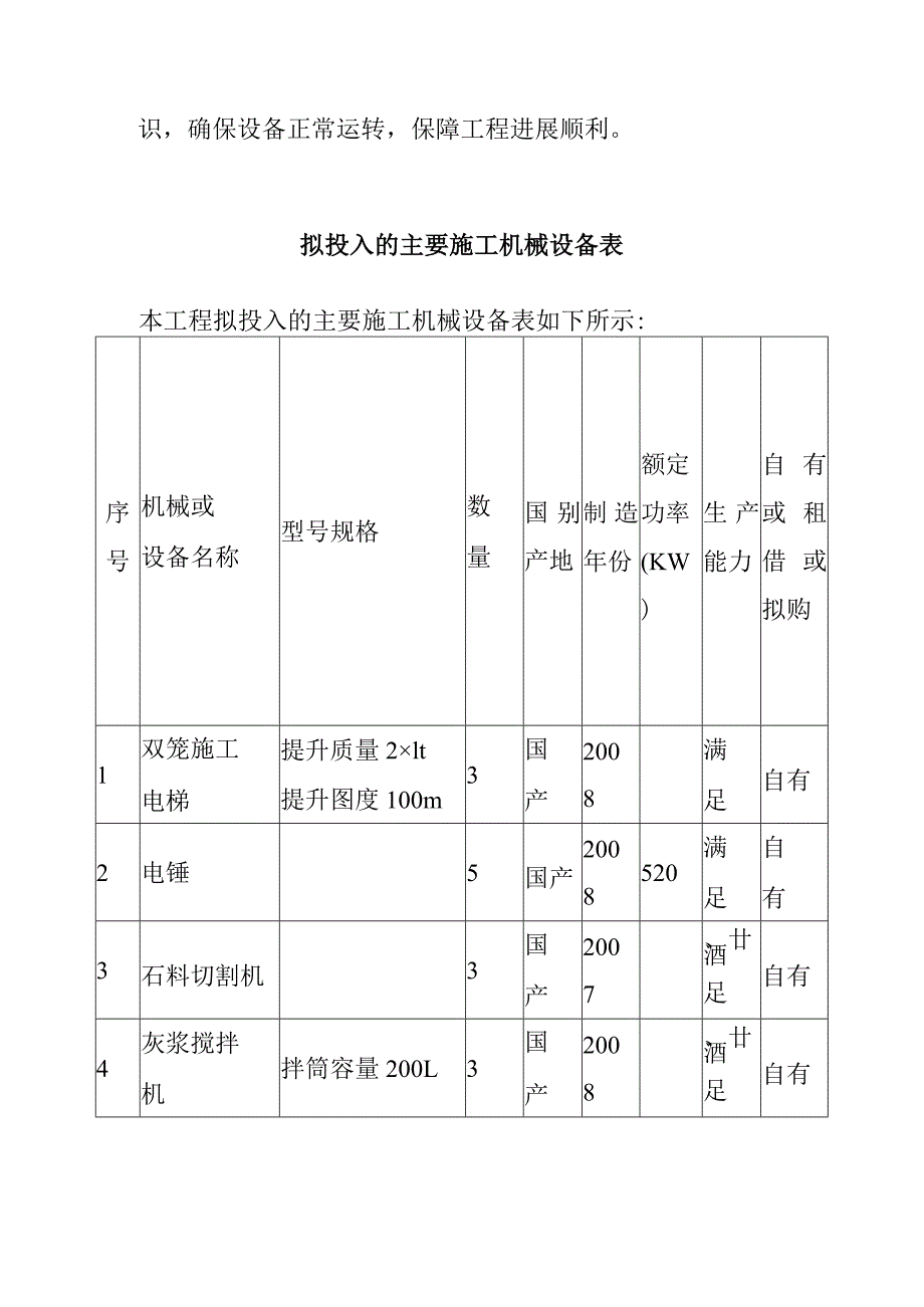 汽车客运站综合建设项目工程投入的主要施工机械设备情况描述及进场计划方案.docx_第3页