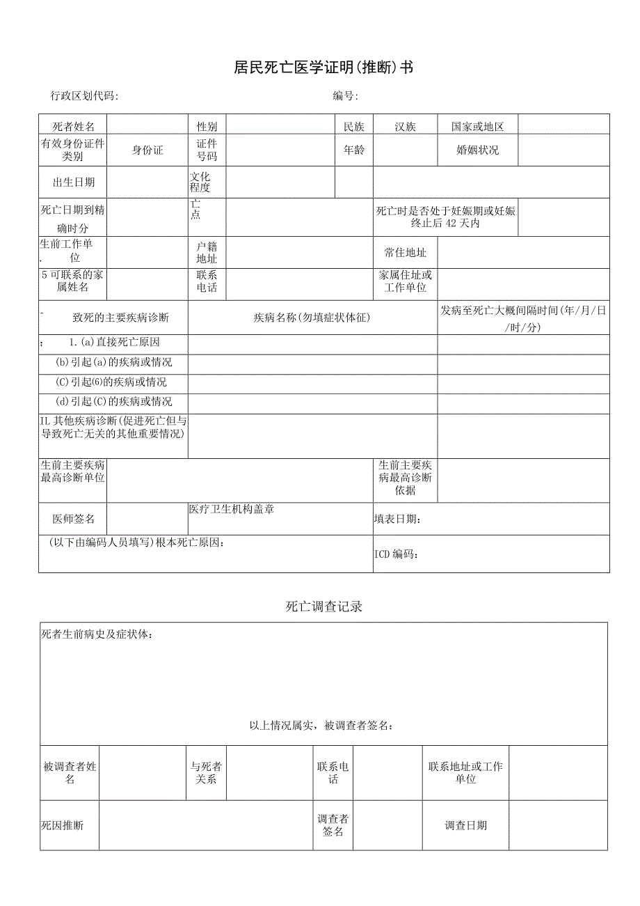 居民死亡医学证明（推断）书.docx_第1页