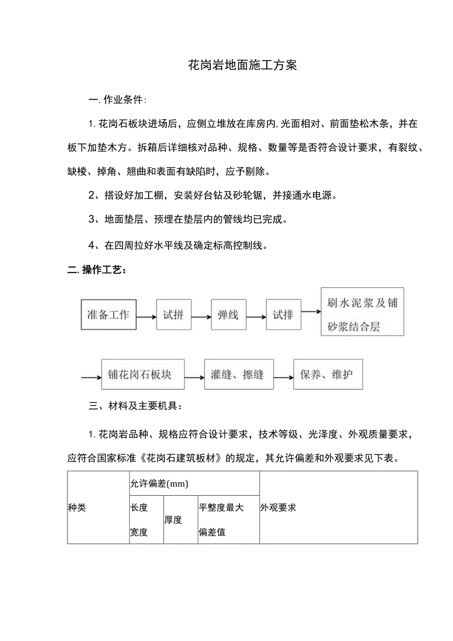 花岗岩地面施工方案 .docx_第1页