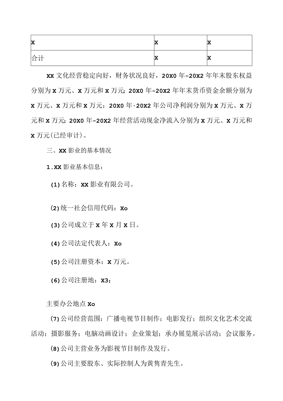 关于XX文化传媒有限公司对XX影业有限公司委托贷款的议案(2023年).docx_第3页