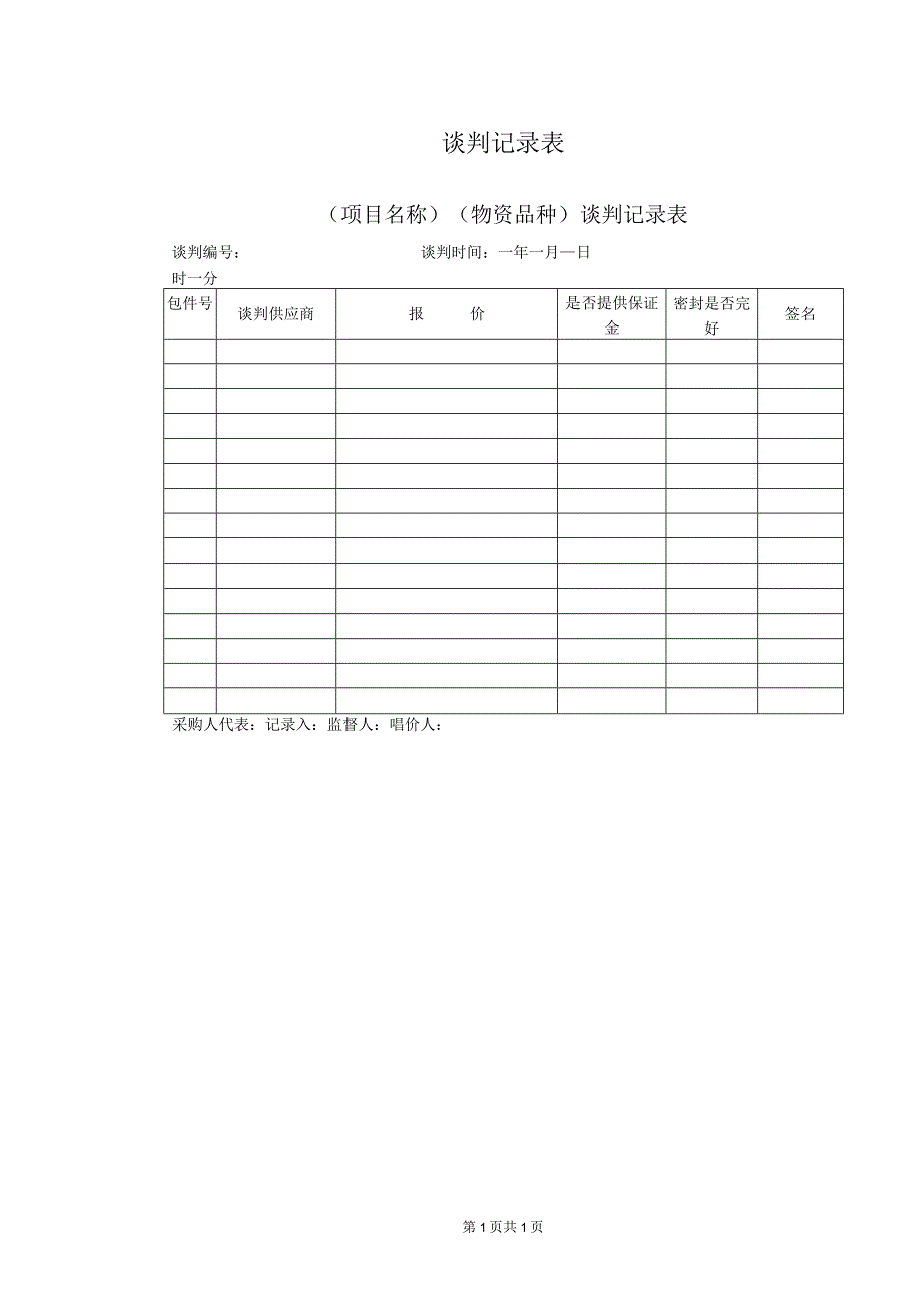 谈判记录表(2023年).docx_第1页