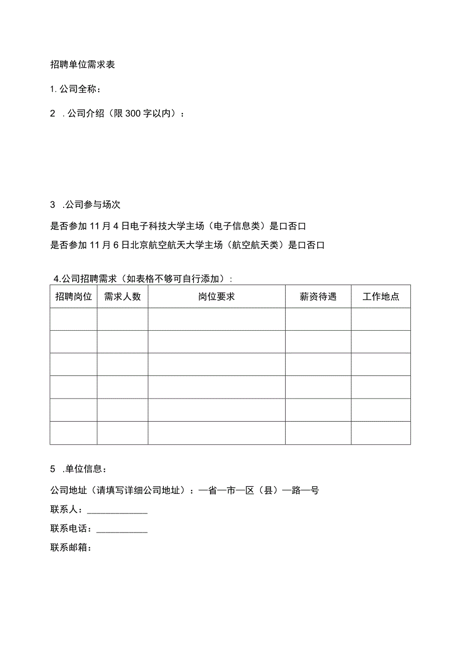 人才专场招聘会参会企业招聘需求表.docx_第1页