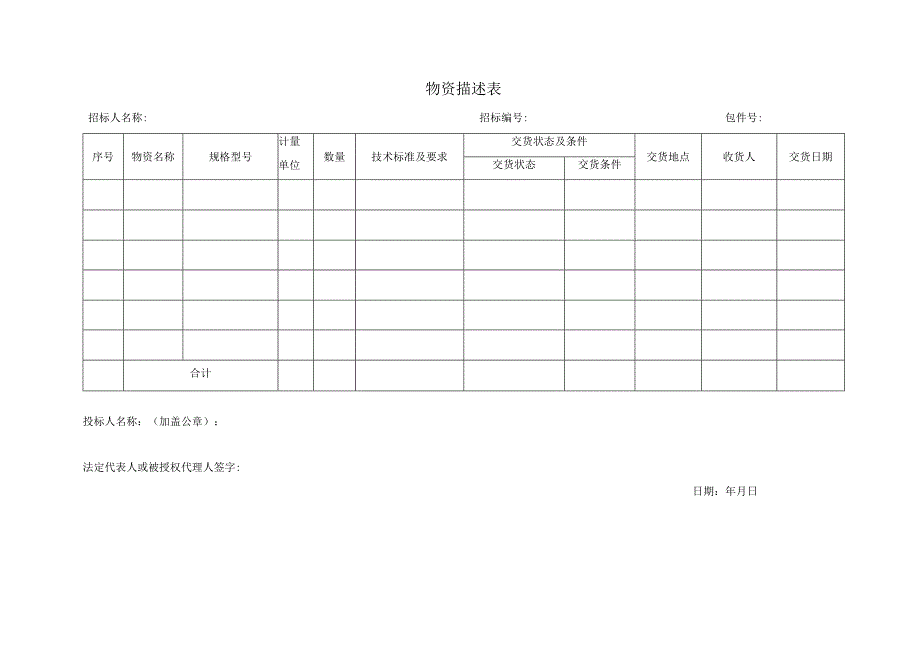 物资描述表(2023年).docx_第1页