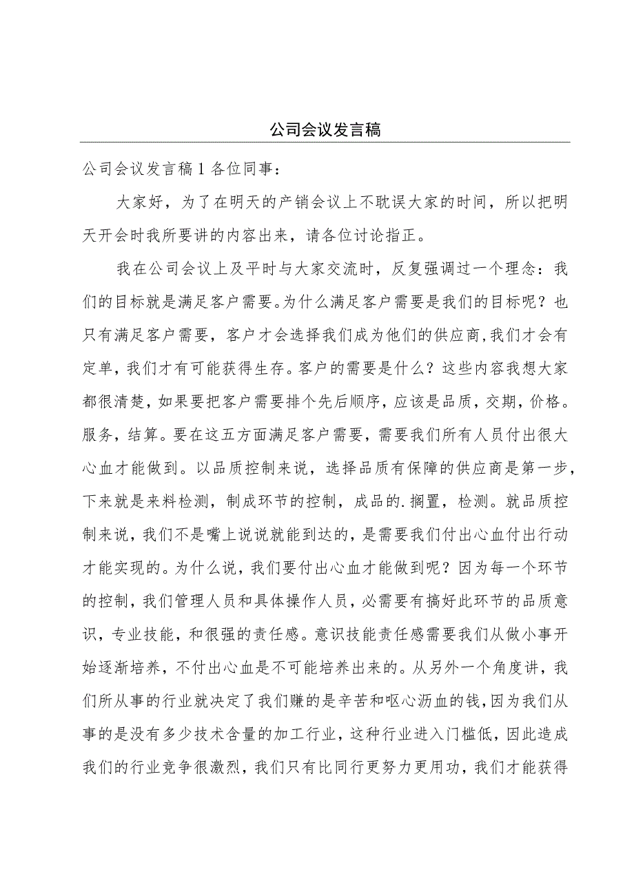 公司会议发言稿.docx_第1页